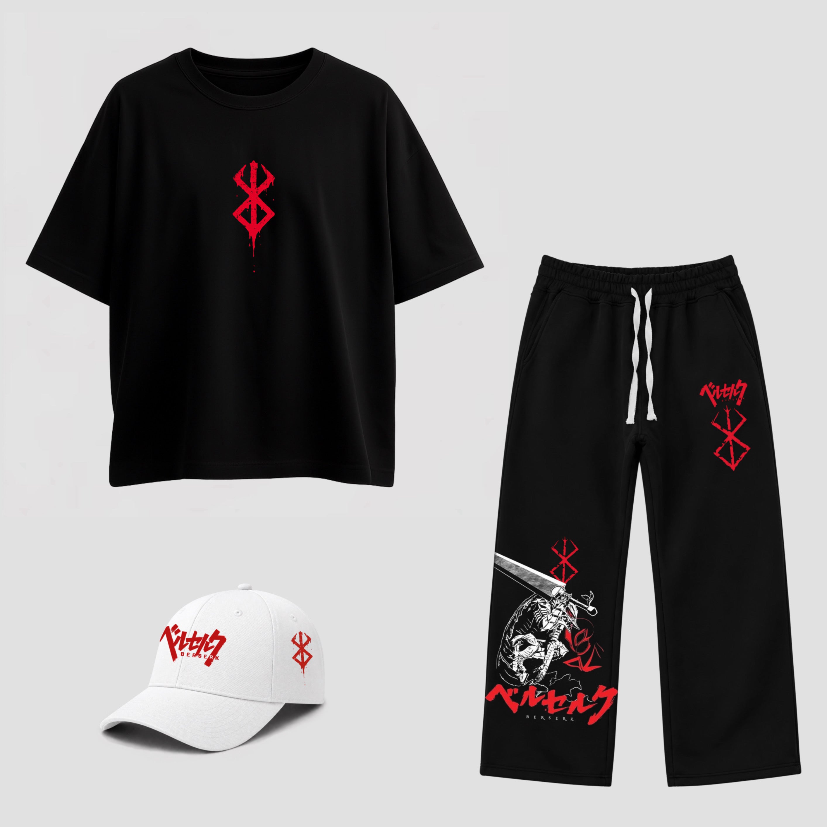 Berserk - Full Set (Oversized T-shirt + Baggy Sweatpants + Cap)